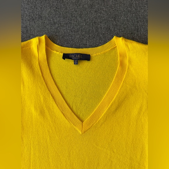 Rachel Zoe Women’s Yellow V-neck, elbow-length puff sleeves knit sweater Size S - Picture 2 of 11